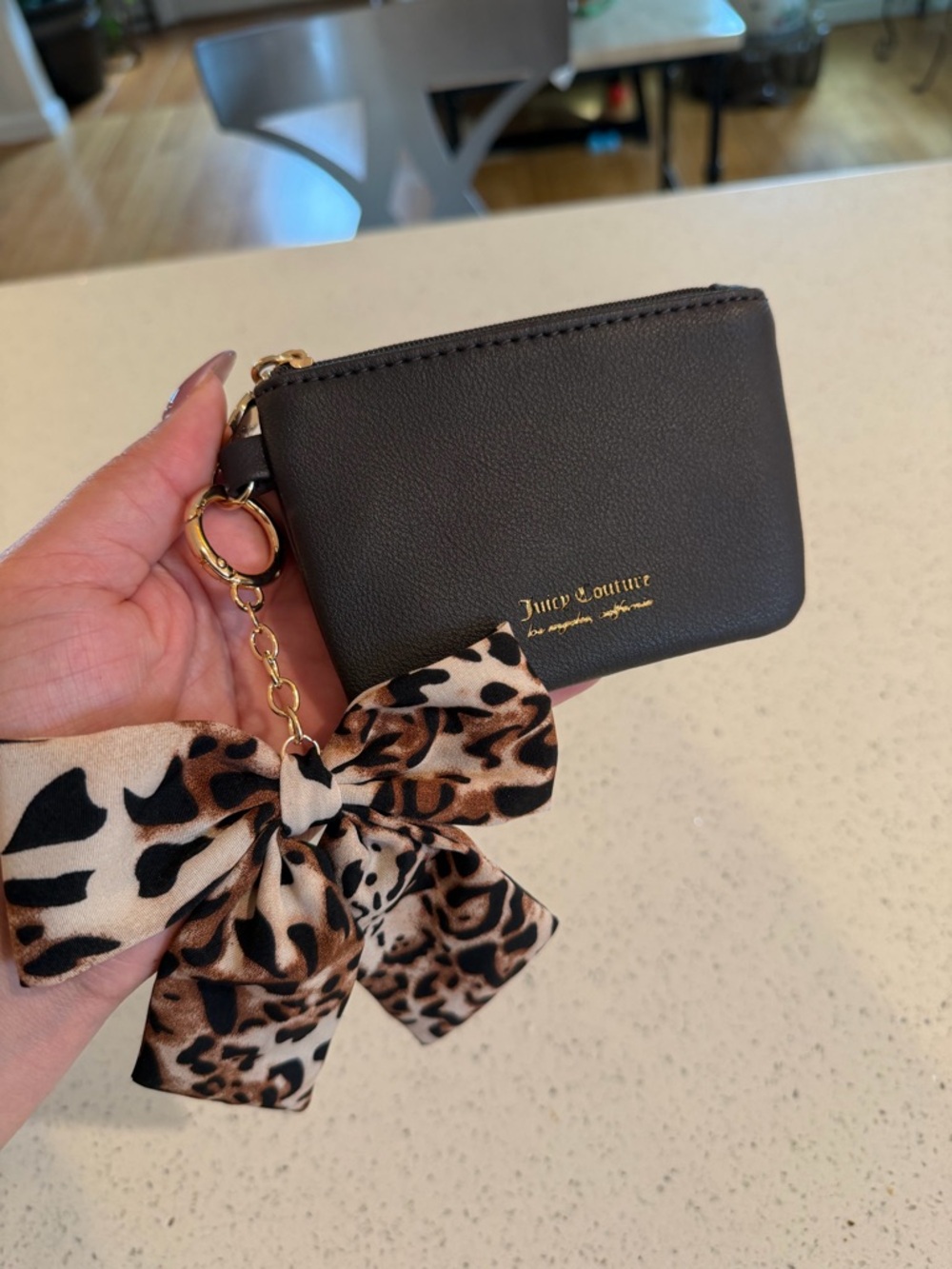 Juicy Couture Dark brown Coin Holder with Leopard-Print Bow Charm
